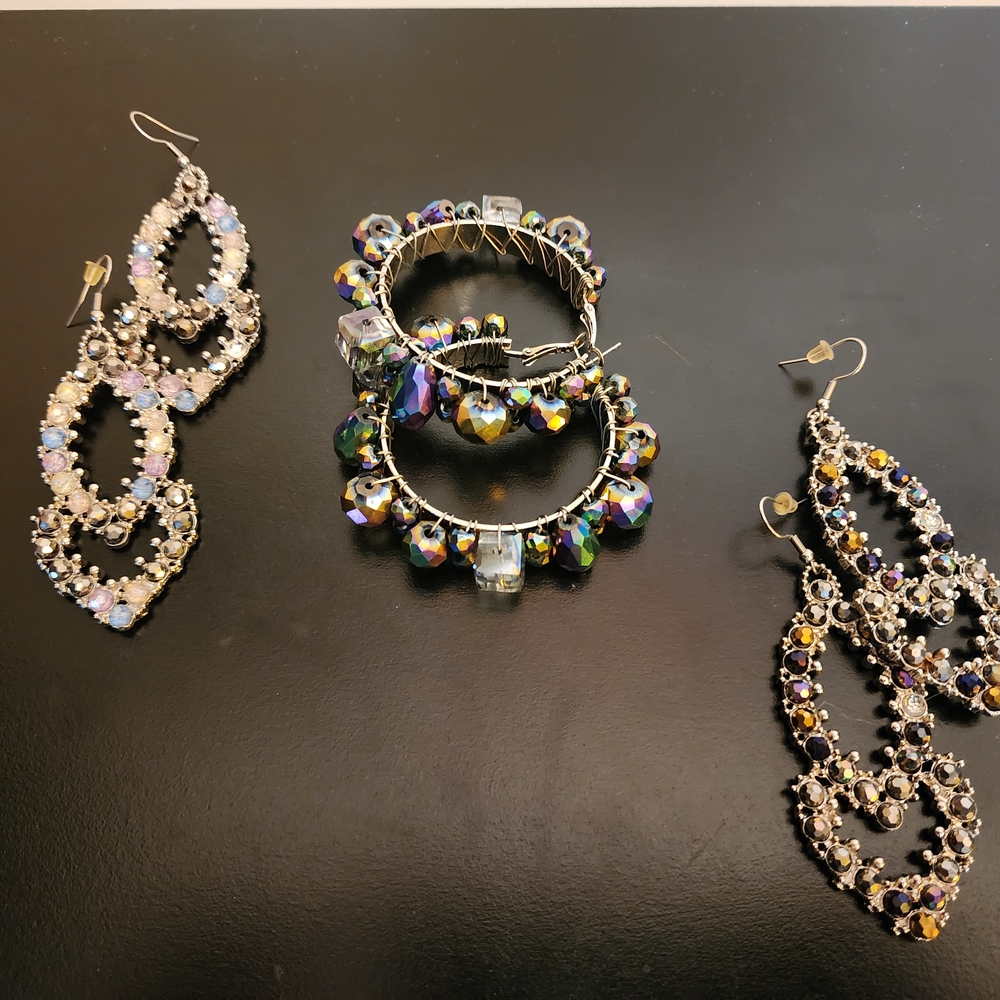 Sassy Jones Iridescent and Silver Earrings